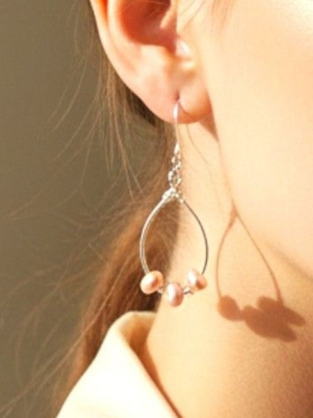 Liquid Silver Fresh Water Peach Pearls Dangle Earrings Tested Non-Reactive